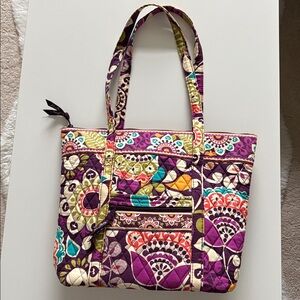 Vera Bradley Purple Teal Multi-Color Quilted Tote